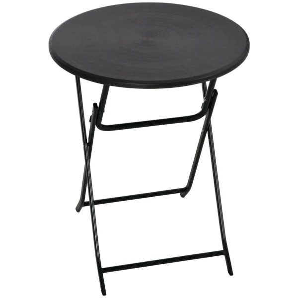Outsunny Round Folding Garden Table in Steel and HDPE, Ø60x73 cm, Dark Grey