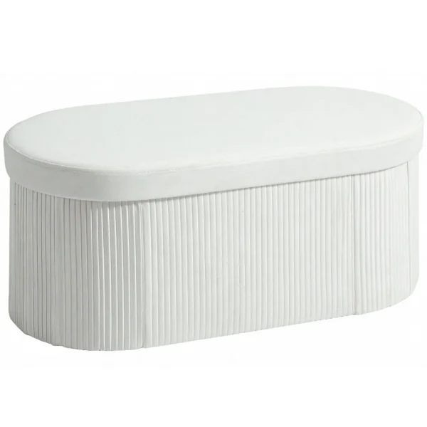 HOMCOM Foldable Storage Ottoman with 72L Compartment and Velvet Upholstery, 76x38x35 cm, Cream
