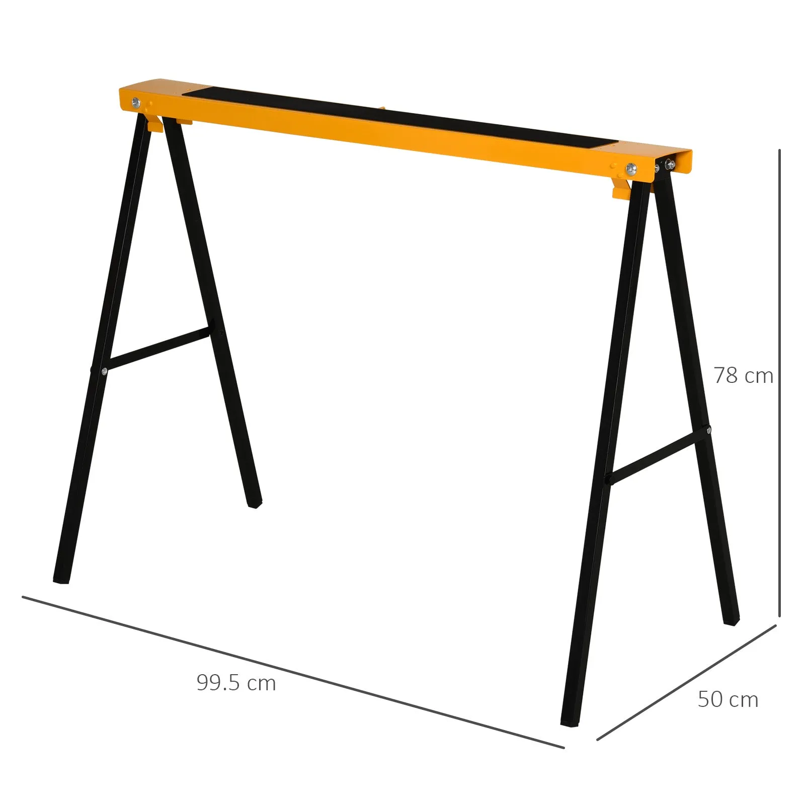 HOMCOM Set of 2 Folding Sawhorses Non-Slip Wood Log Stand Orange - Image 3