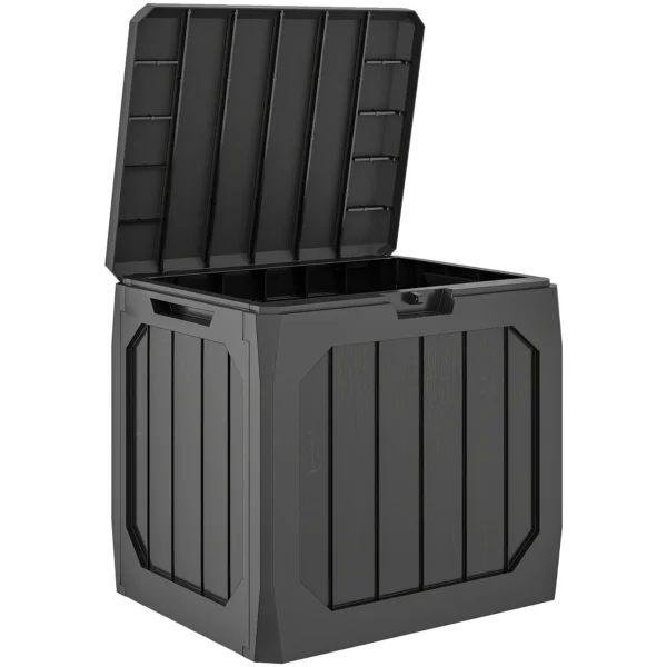 Outsunny 121L Plastic Garden Storage Chest with Handles and Waterproof, 56x45x53 cm, Black