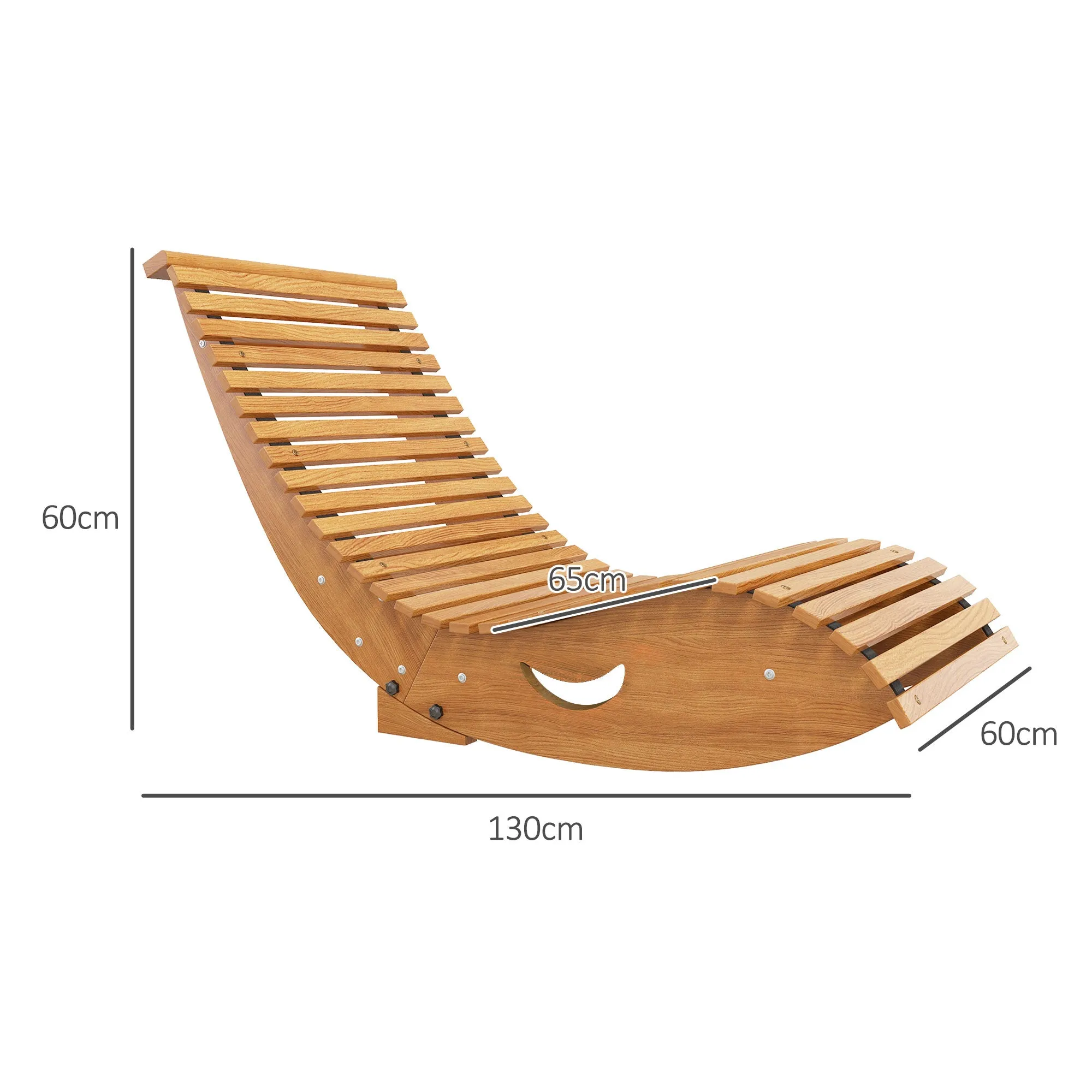 Outsunny S-Shaped Garden Rocking Chair with Ergonomic Seat, Made of Fir and Pine Wood, 130x60x60 cm - Image 3