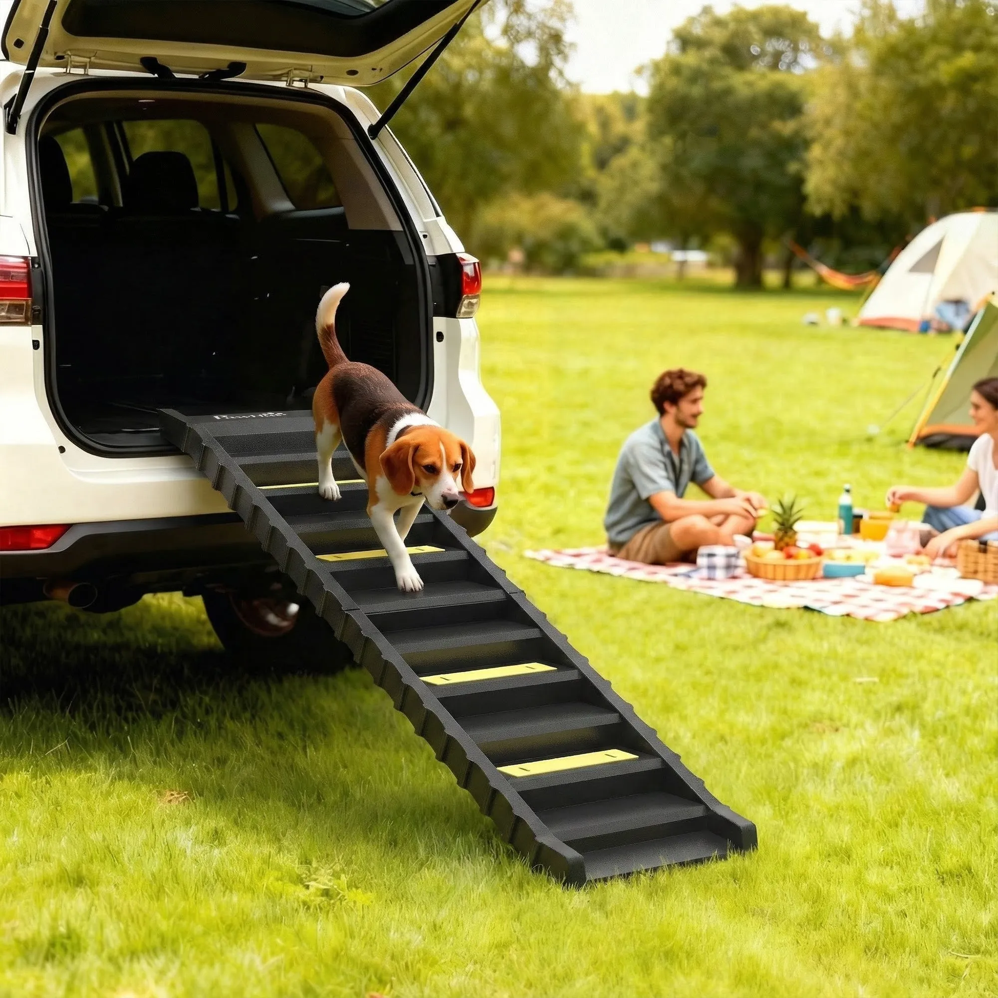 PawHut 10-Step Non-Slip Folding Dog Step for Cars and Beds, 150 lb Capacity, Black - Image 2