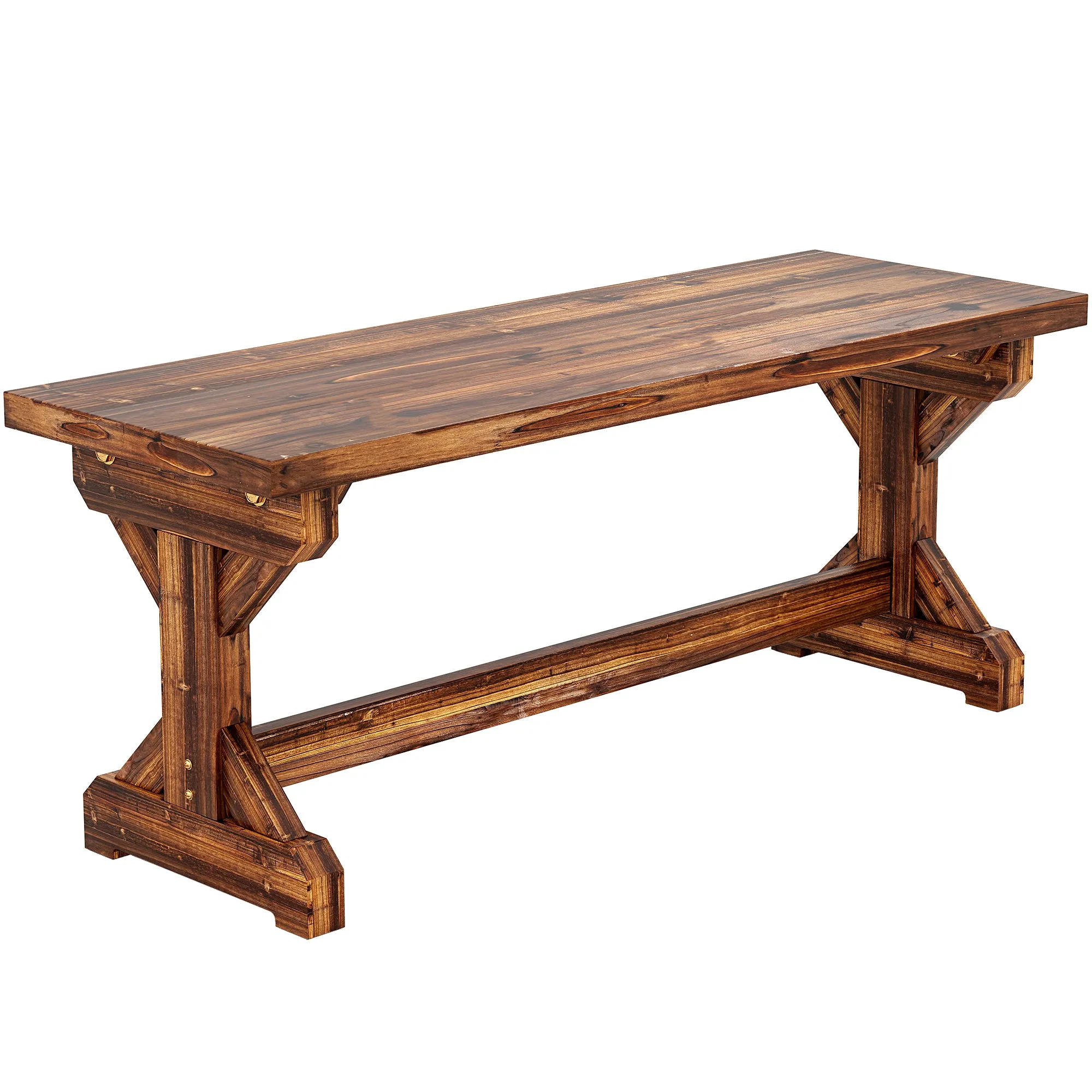 Outsunny 2-Seater Garden Bench in Fir Wood without Backrest in Rustic Style, 114Wx40Dx46H cm