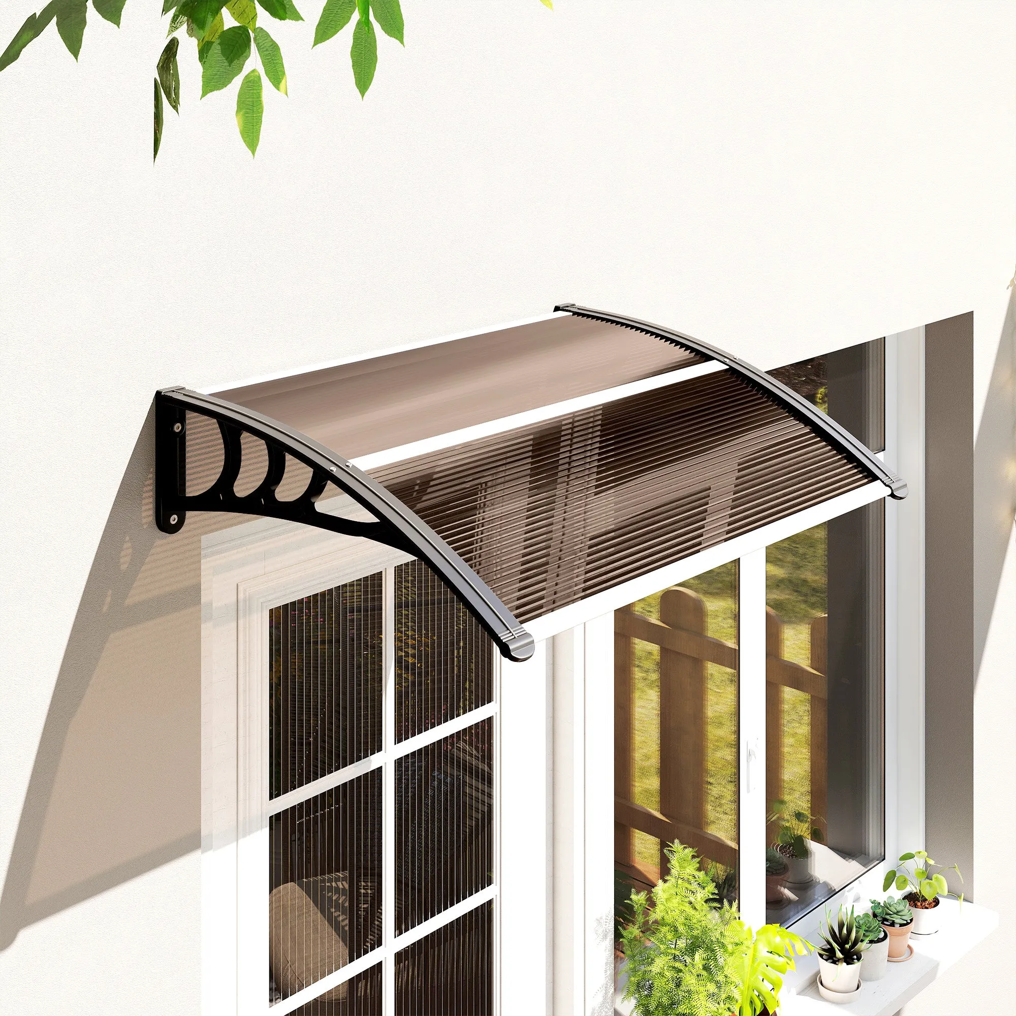 Outsunny Waterproof and Anti-UV Outdoor Canopy, in PC, PP and Aluminum, 75x100x23 cm, Brown and Black - Image 2