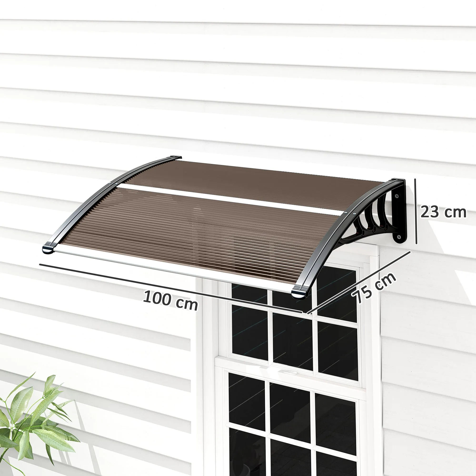 Outsunny Waterproof and Anti-UV Outdoor Canopy, in PC, PP and Aluminum, 75x100x23 cm, Brown and Black - Image 3