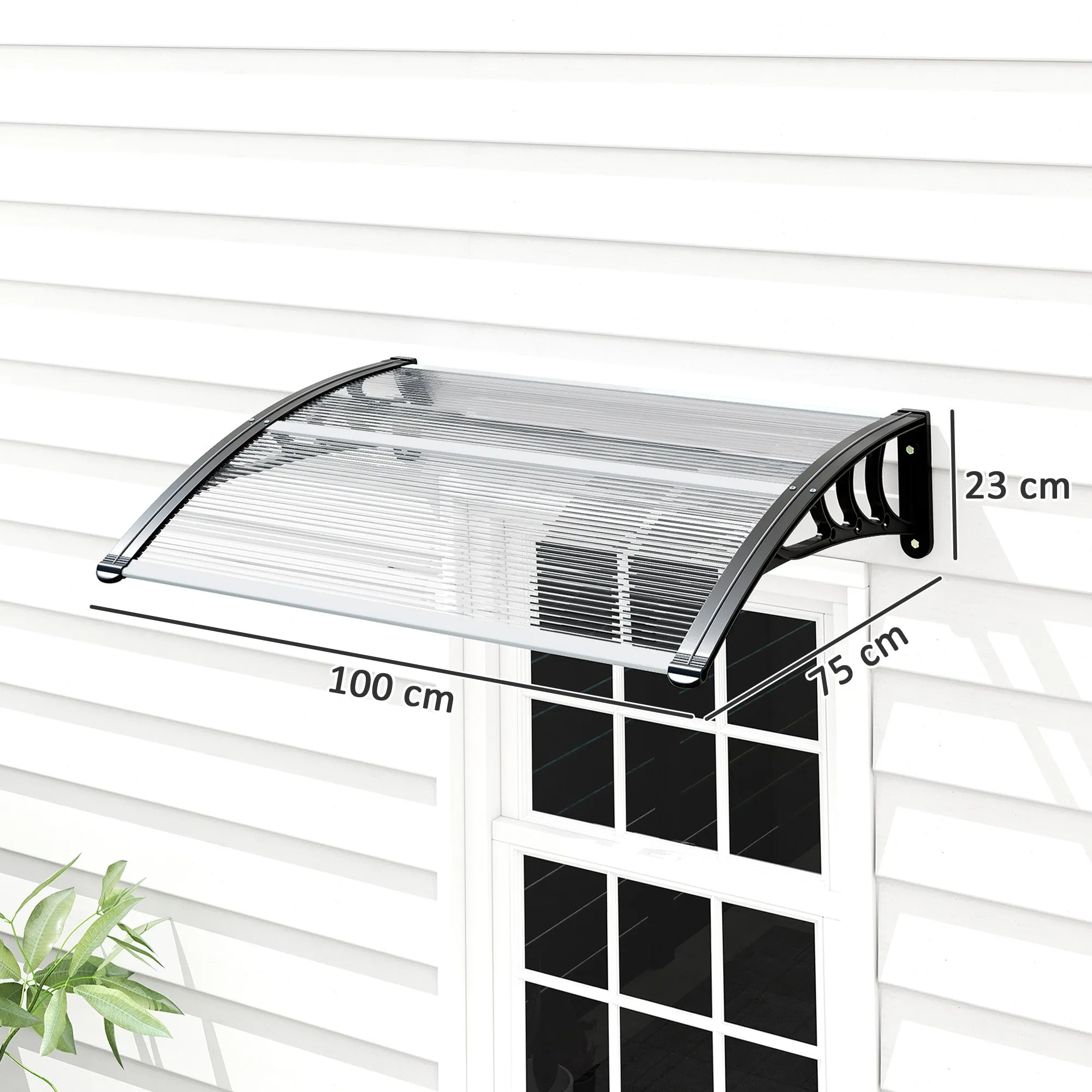 Outsunny Waterproof and Anti-UV Outdoor Canopy, in PC, PP and Aluminum, 75x100x23 cm, Transparent and Black - Image 3