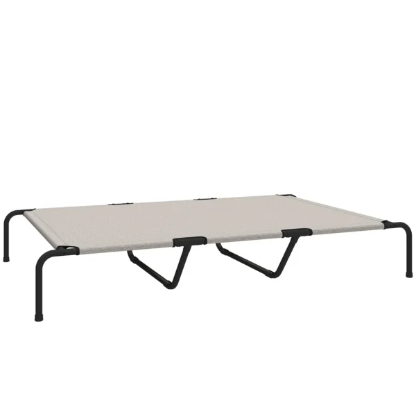 PawHut Raised Outdoor Dog Bed for Large Dogs, Made of Steel and Breathable Mesh, 152 x 94 x 23 cm, Beige
