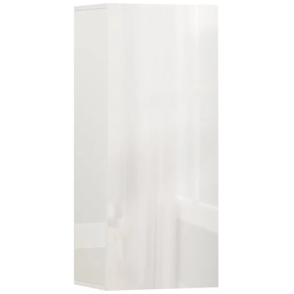 HOMCOM Bathroom Cabinet with 2 Adjustable Glass Shelves and Handleless Door, Gloss White
