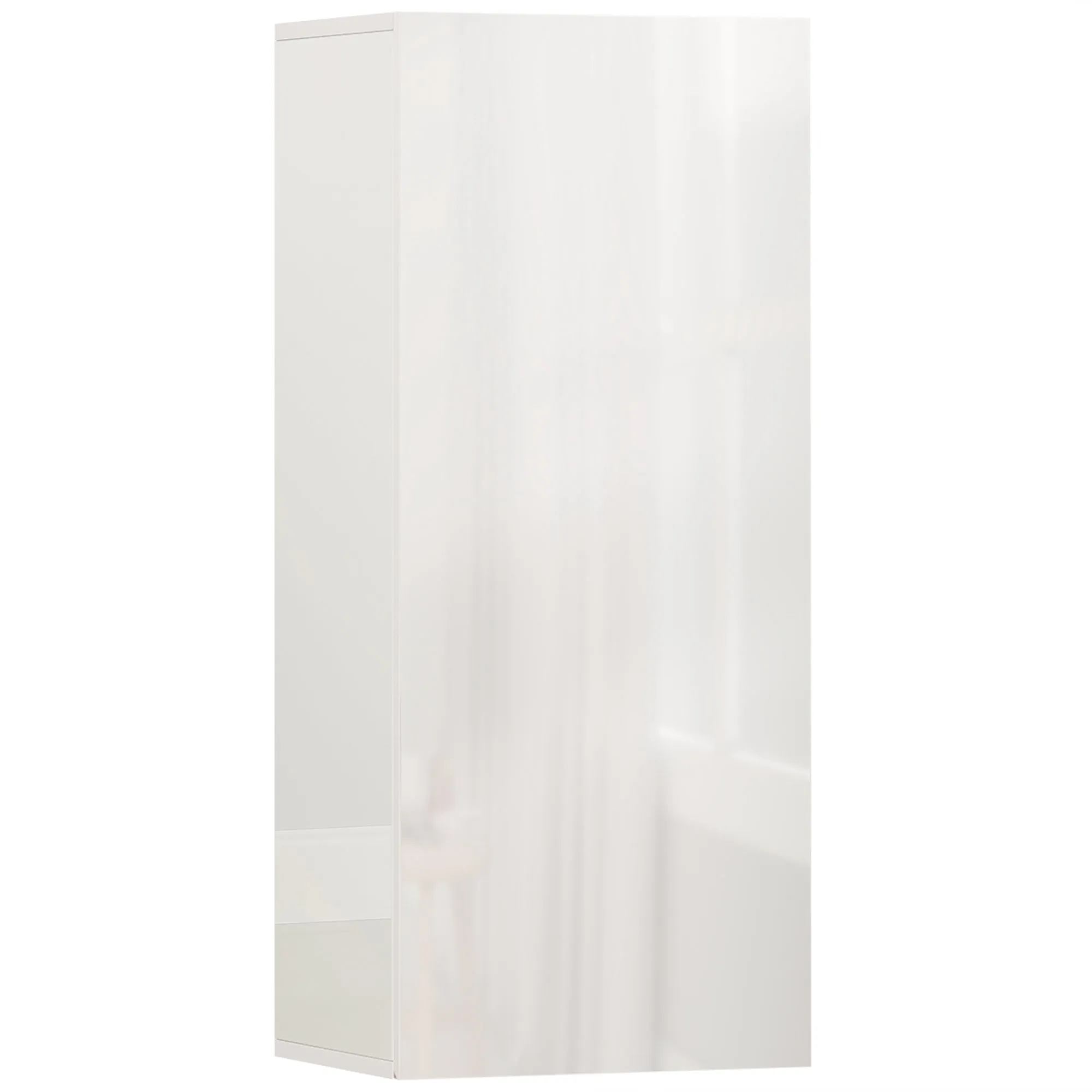 HOMCOM Bathroom Cabinet with 2 Adjustable Glass Shelves and Handleless Door, Gloss White