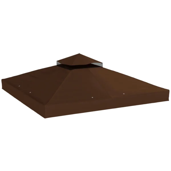 Outsunny 3x3m UPF30+ 2-Tier Coffee Polyester Garden Gazebo Cover