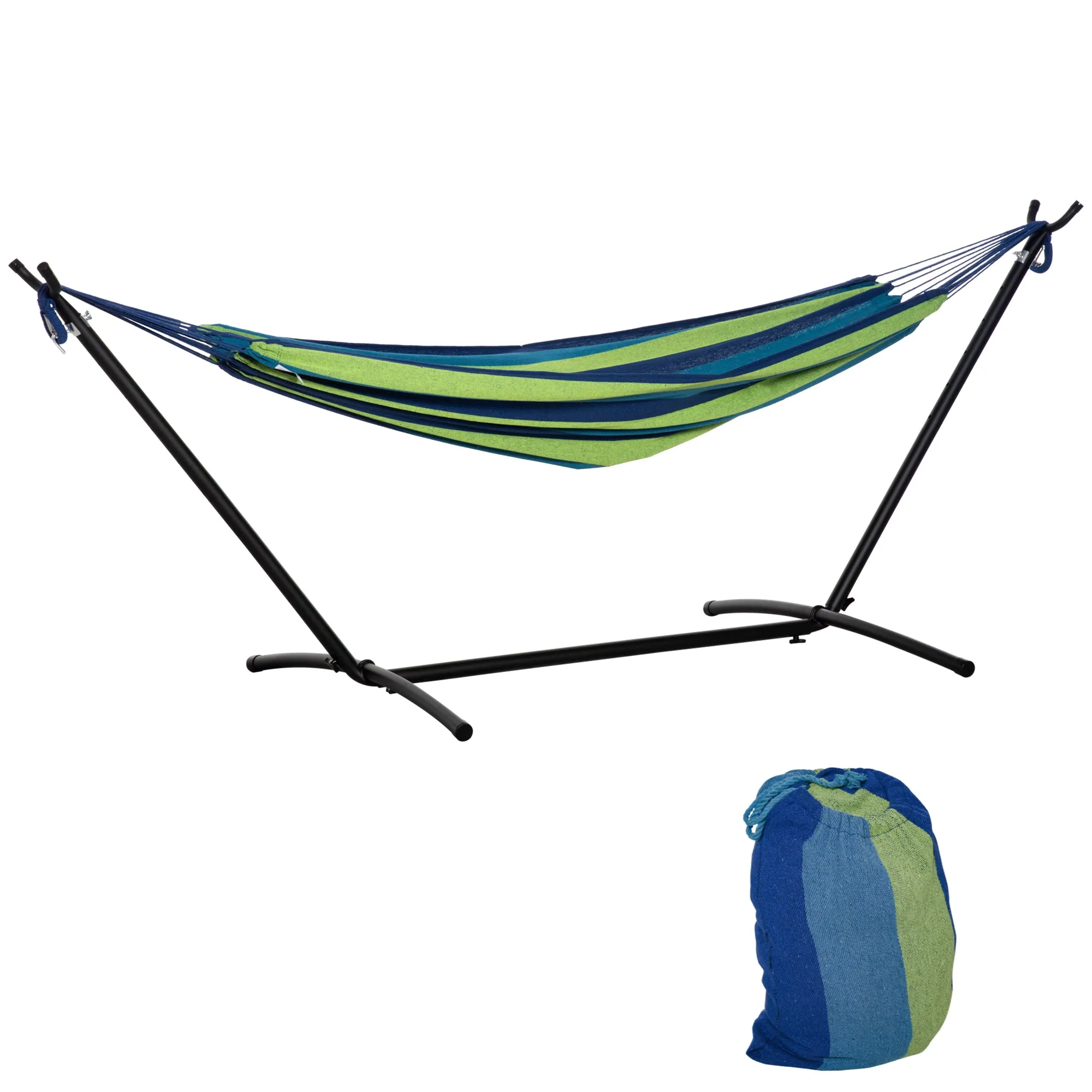 Outsunny Freestanding Hammock with Stand, Adjustable Height and Carry Bag, 298x117x105 cm, Green