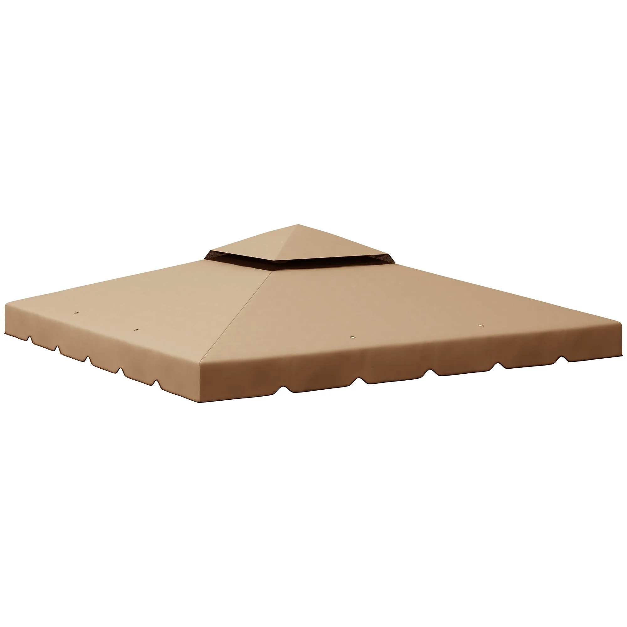 Outsunny 3x3m 2-Tier Gazebo Roof with 8 Drainage Holes in Khaki Polyester