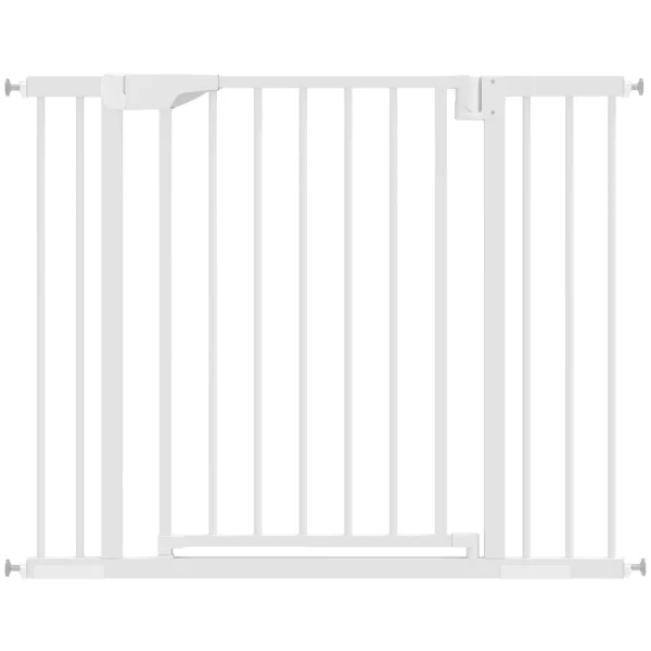 PawHut Baby and Pet Safety Gate, Self-Closing and Pressure Fit, 76-103x76 cm, White