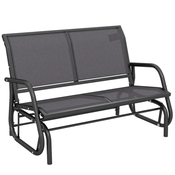 Outsunny 2-Seater Garden Swing Bench in Metal and Mesh Fabric, 120x70x85 cm, Grey