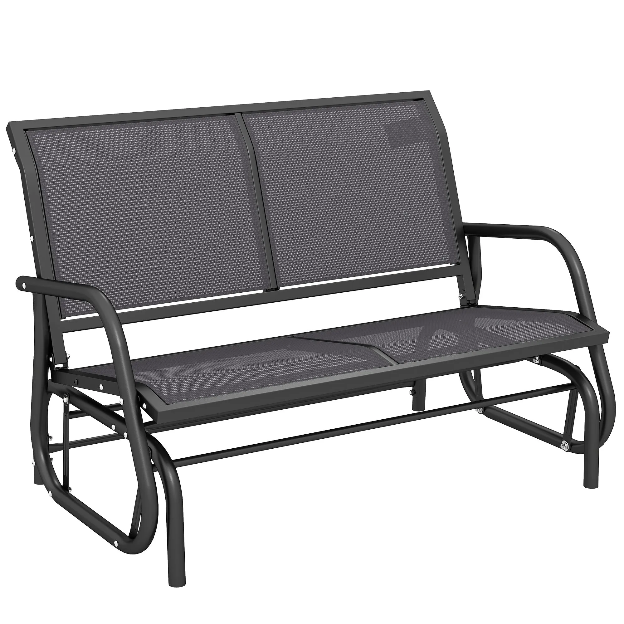Outsunny 2-Seater Garden Swing Bench in Metal and Mesh Fabric, 120x70x85 cm, Grey