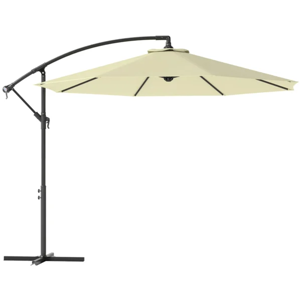 Outsunny 3x2.5m Garden Umbrella with Tilting Arm and Crank Handle, Beige