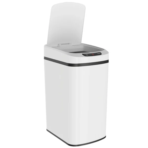 HOMCOM 12L Infrared Waste Bin with Removable Bucket, Stainless Steel, ABS and PP, 28x22x41 cm, White