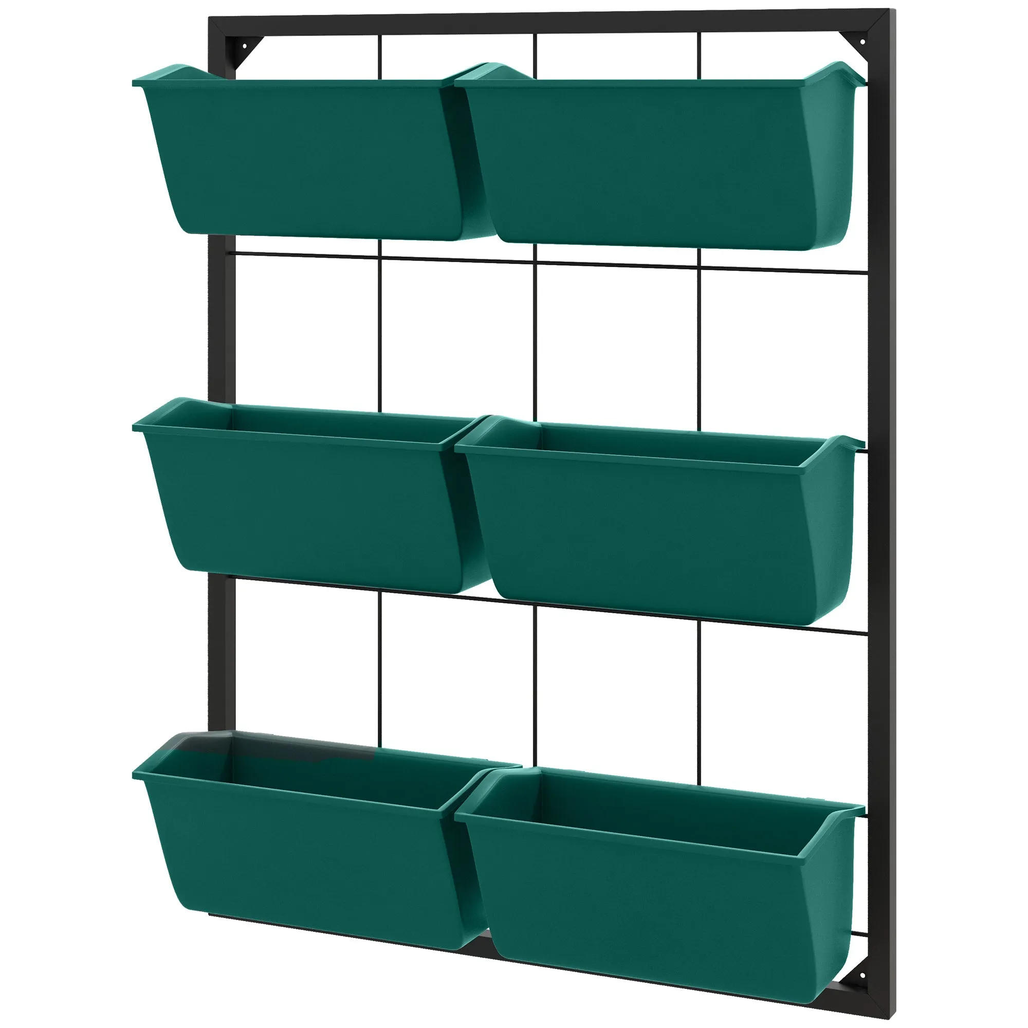 Outsunny 3-Tier Wall-Mounted Vertical Vegetable Garden with 6 Pots, Steel and Plastic, 52x14x66 cm, Green