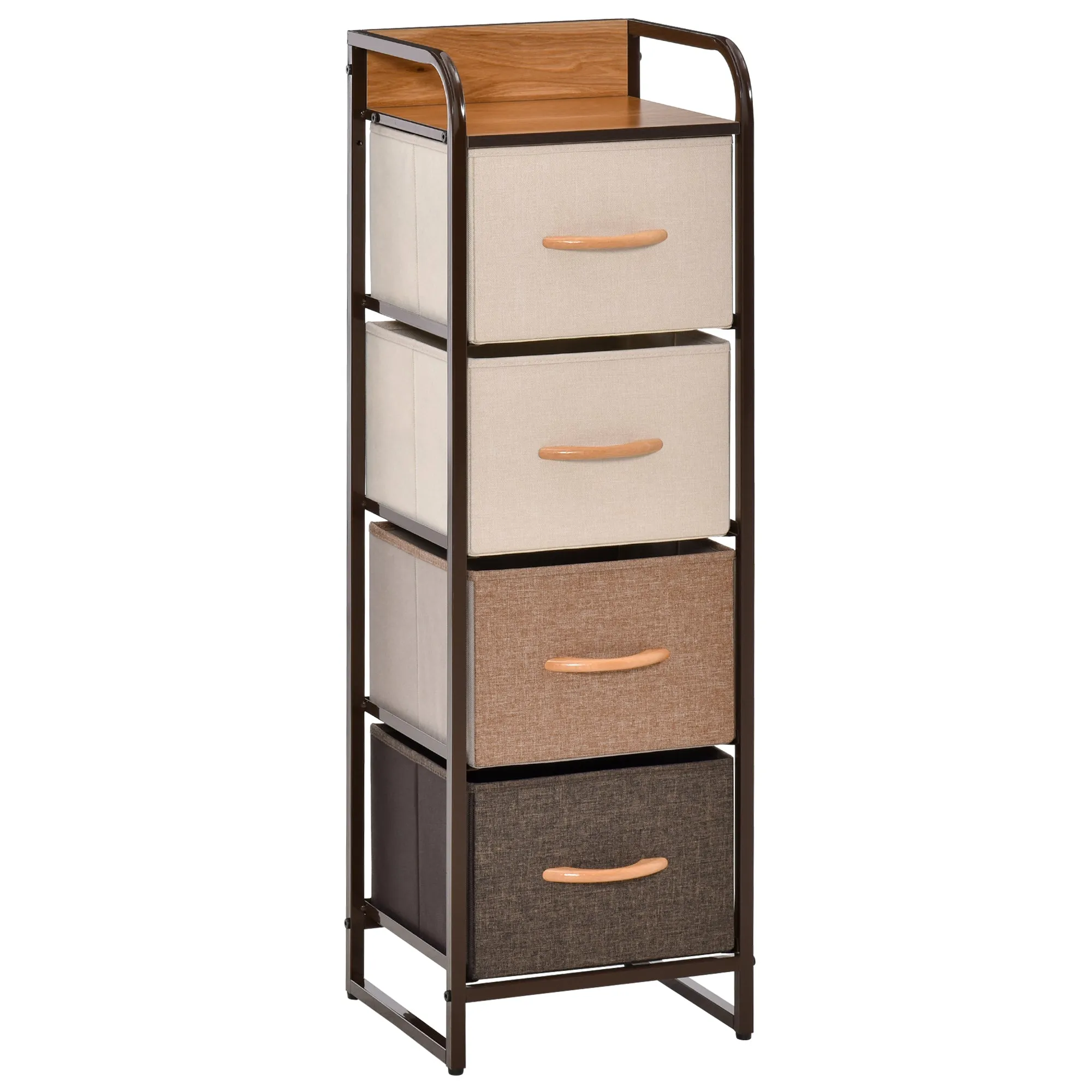 HOMCOM 4-Drawer Folding Chest of Drawers in Fabric and Wood and Metal Structure, 31x29x99 cm, Multicolor