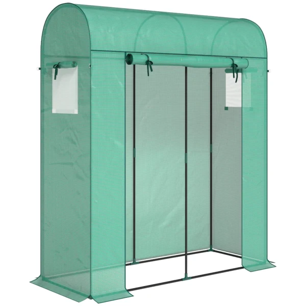 Outsunny Garden Greenhouse with PE Lining, Roll-Up Door and Mesh Windows, 170x68x200 cm, Green