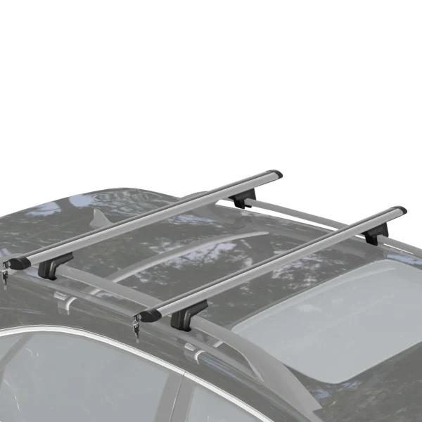 HOMCOM 75kg Car Roof Rack with Lock and Security Keys, Aluminum and ABS, 135.3x5.7x7cm, Silver