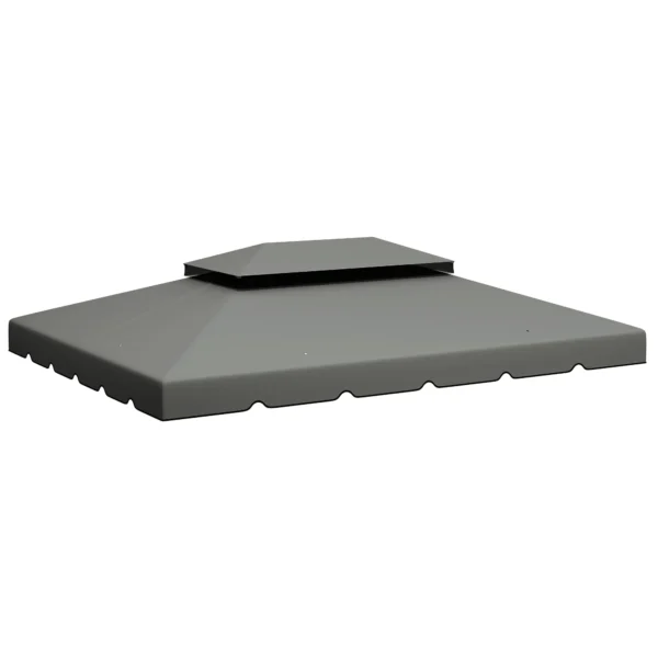 Outsunny 3x4m 2-Tier Gazebo Roof with 8 Drainage Holes in Light Grey Polyester