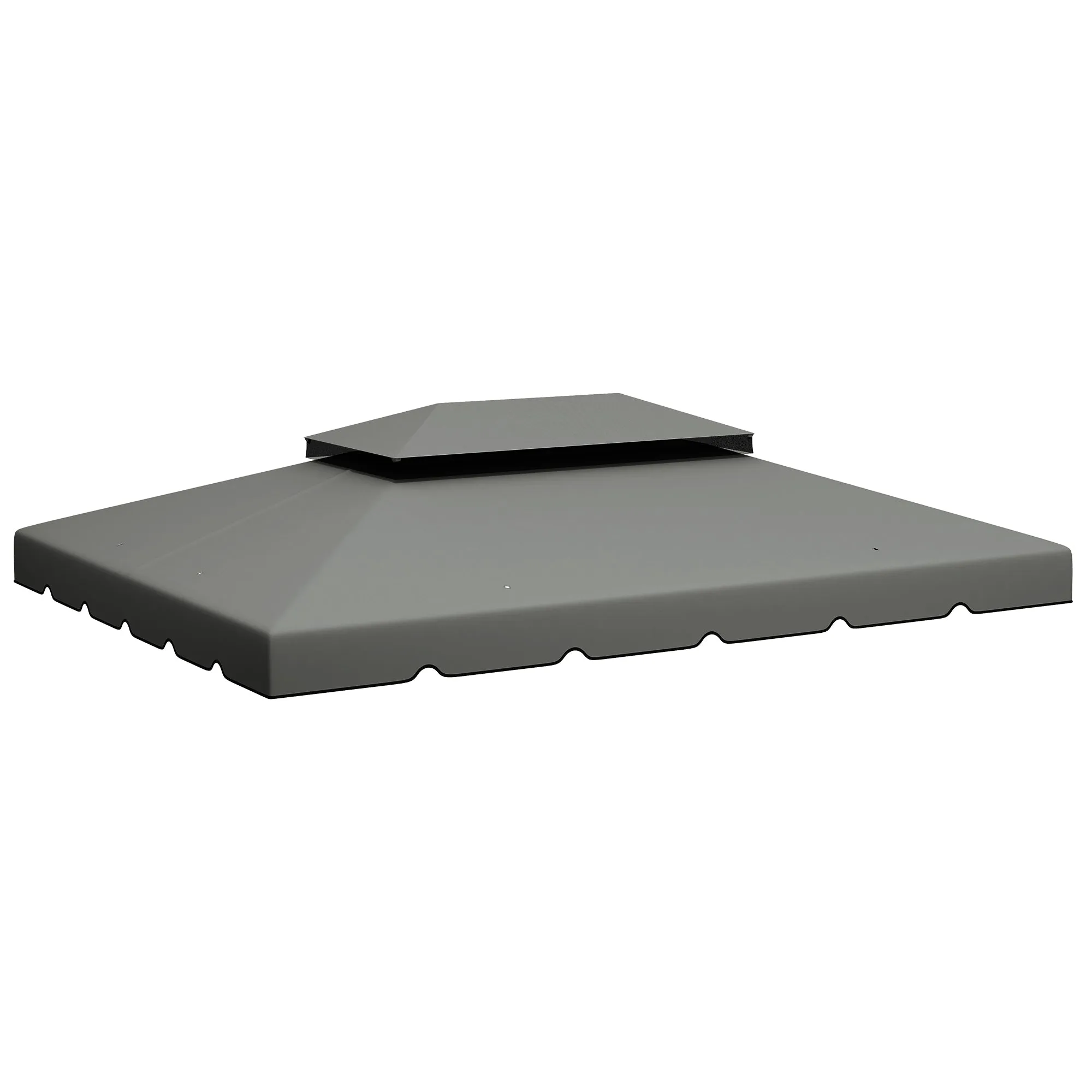 Outsunny 3x4m 2-Tier Gazebo Roof with 8 Drainage Holes in Light Grey Polyester