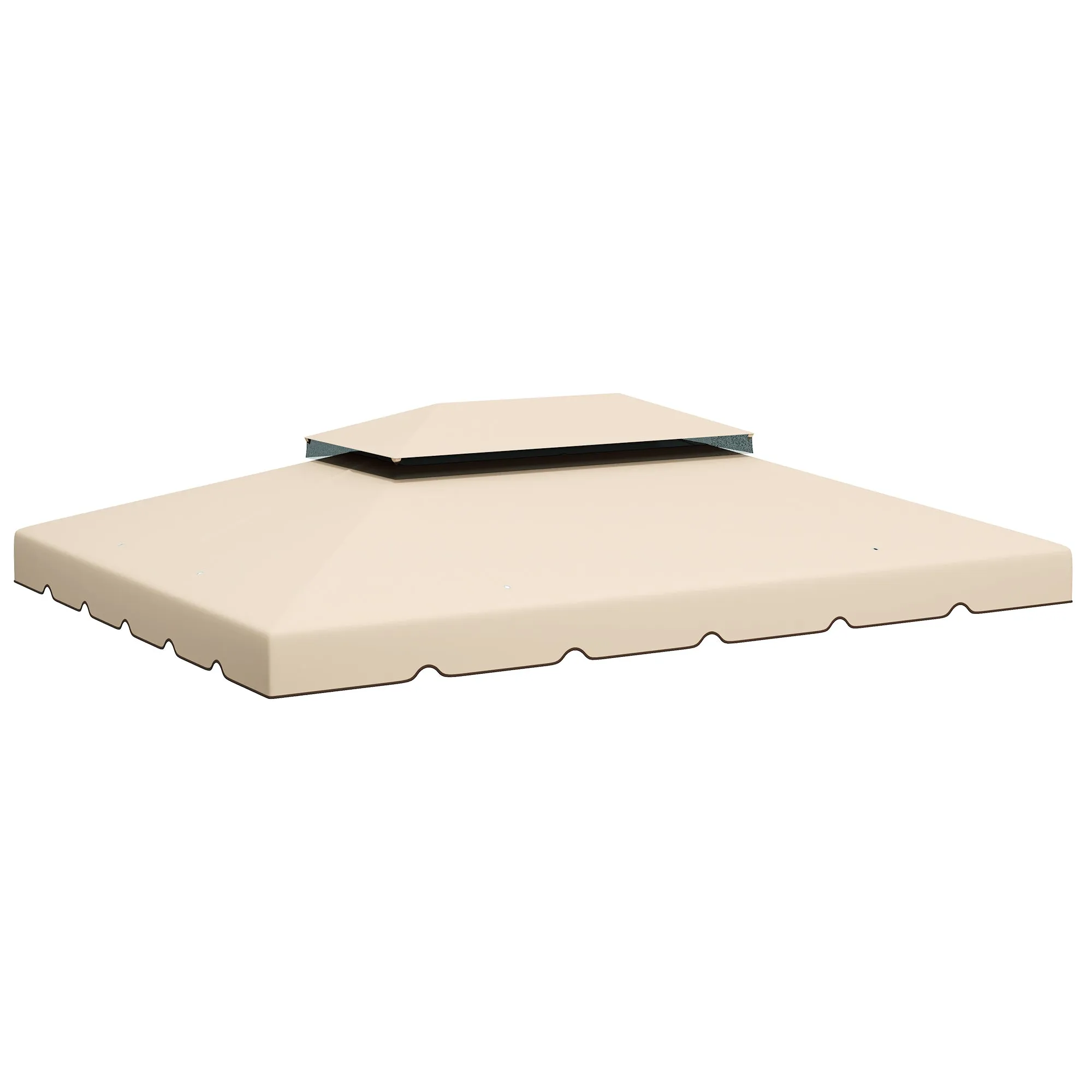 Outsunny 3x4m 2-Tier Gazebo Roof with 8 Drainage Holes in Cream White Polyester