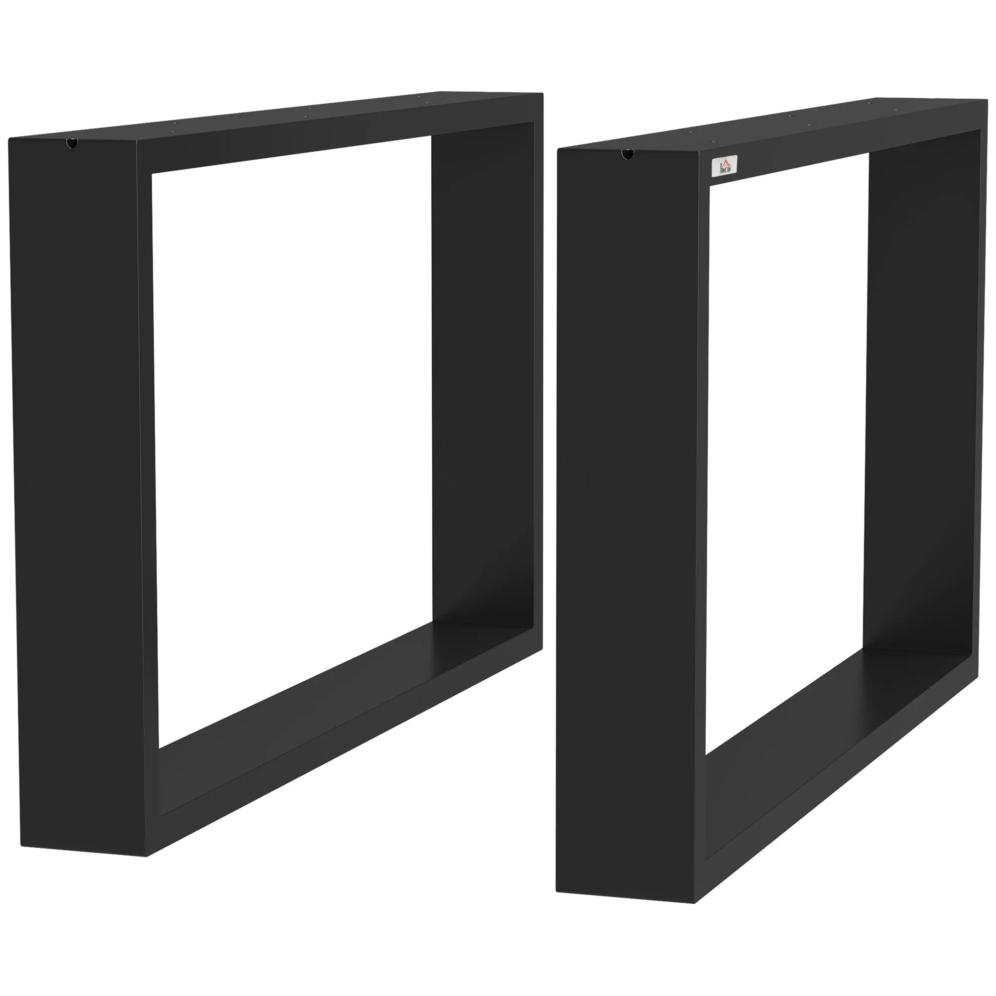 HOMCOM Set of 2 Industrial Style Rectangular Steel Coffee Table Legs, 60 kg Capacity, 70 x 8 x 41 cm, Black