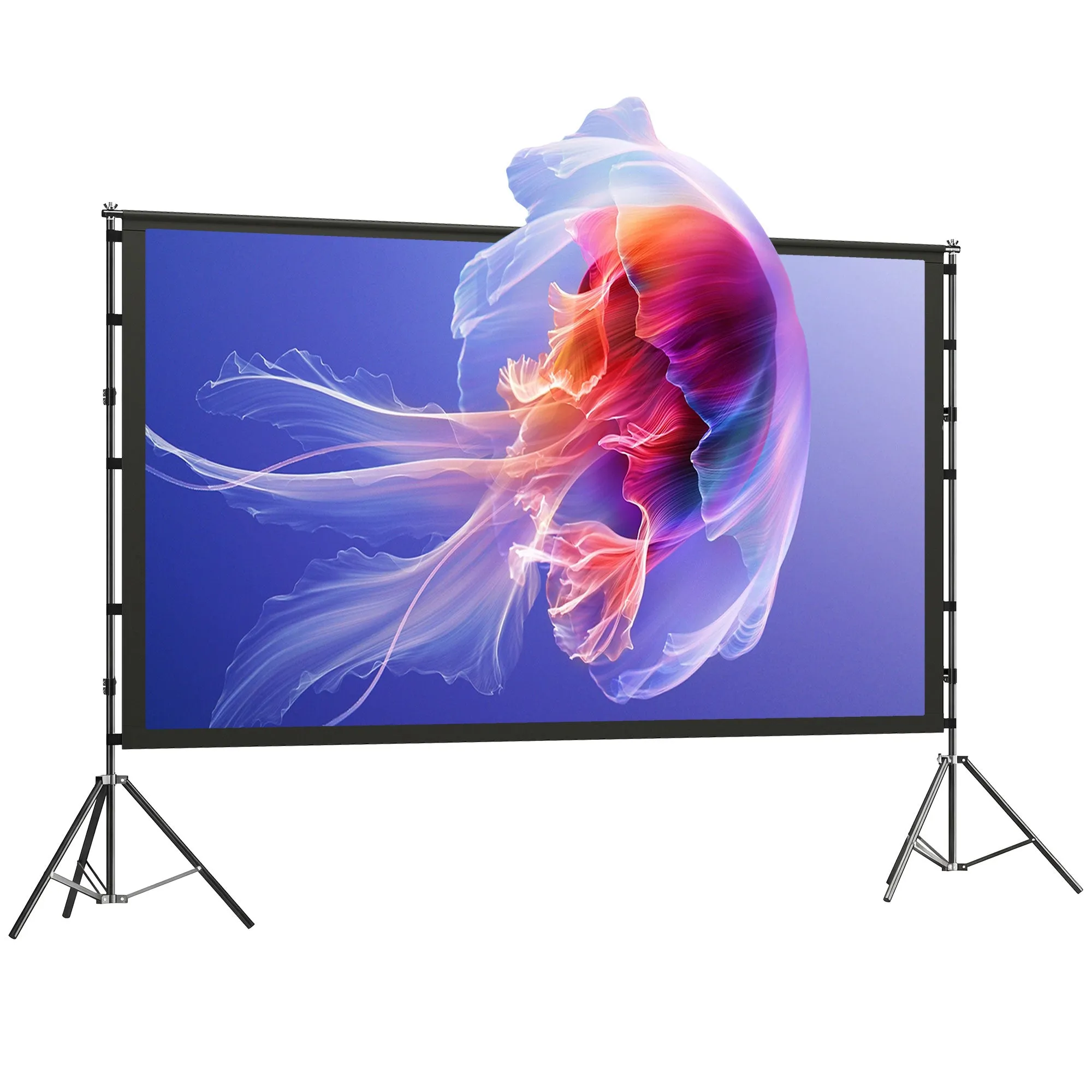 HOMCOM 100" 16:9 HD 4K/8K Projector Screen, 160° Viewing Angle, Double-Sided and Foldable Tripod, White