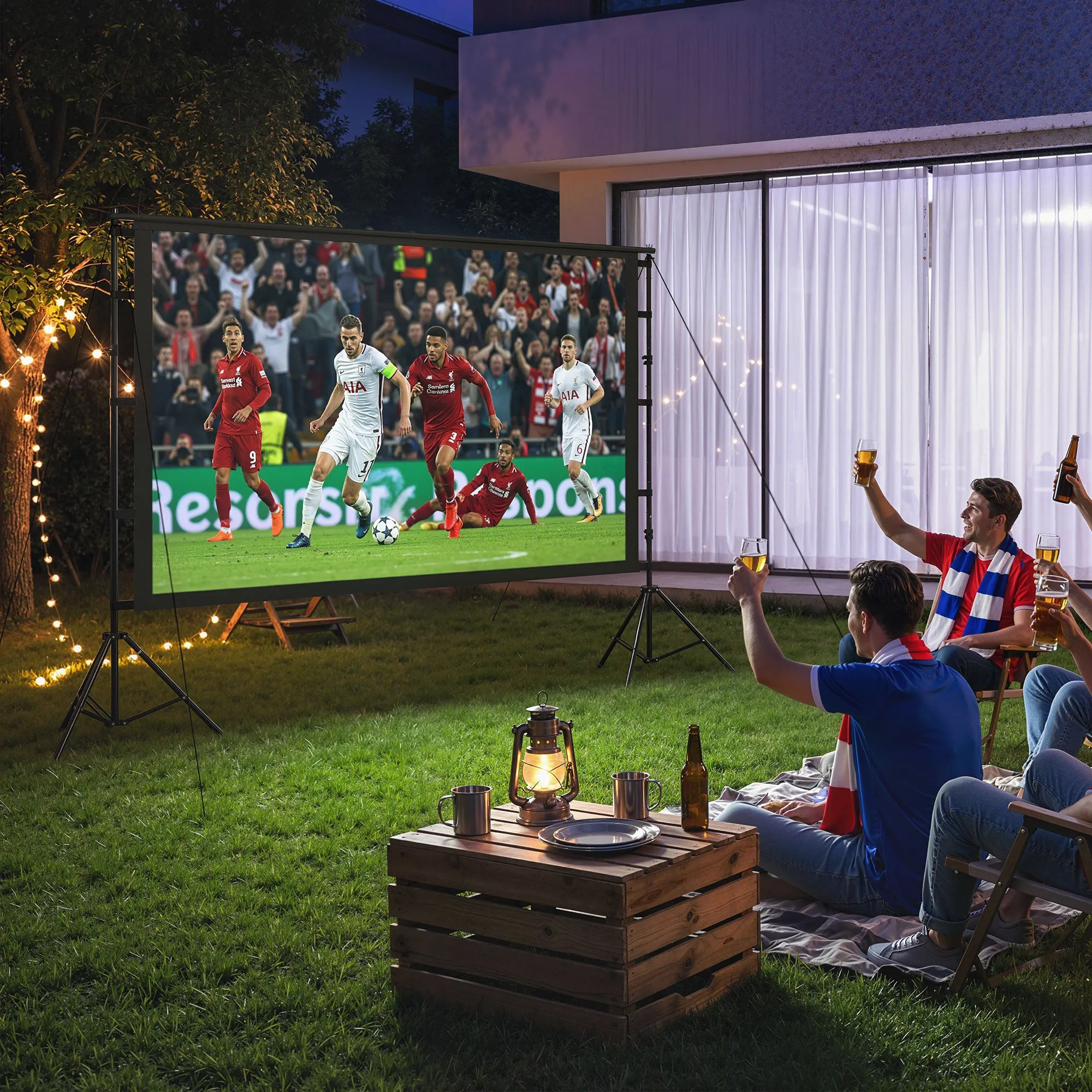 HOMCOM 100" 16:9 HD 4K/8K Projector Screen, 160° Viewing Angle, Double-Sided and Foldable Tripod, White - Image 2