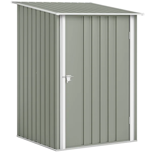 Outsunny Galvanized Steel Garden Shed with Door, 100x104x160 cm, Light Grey