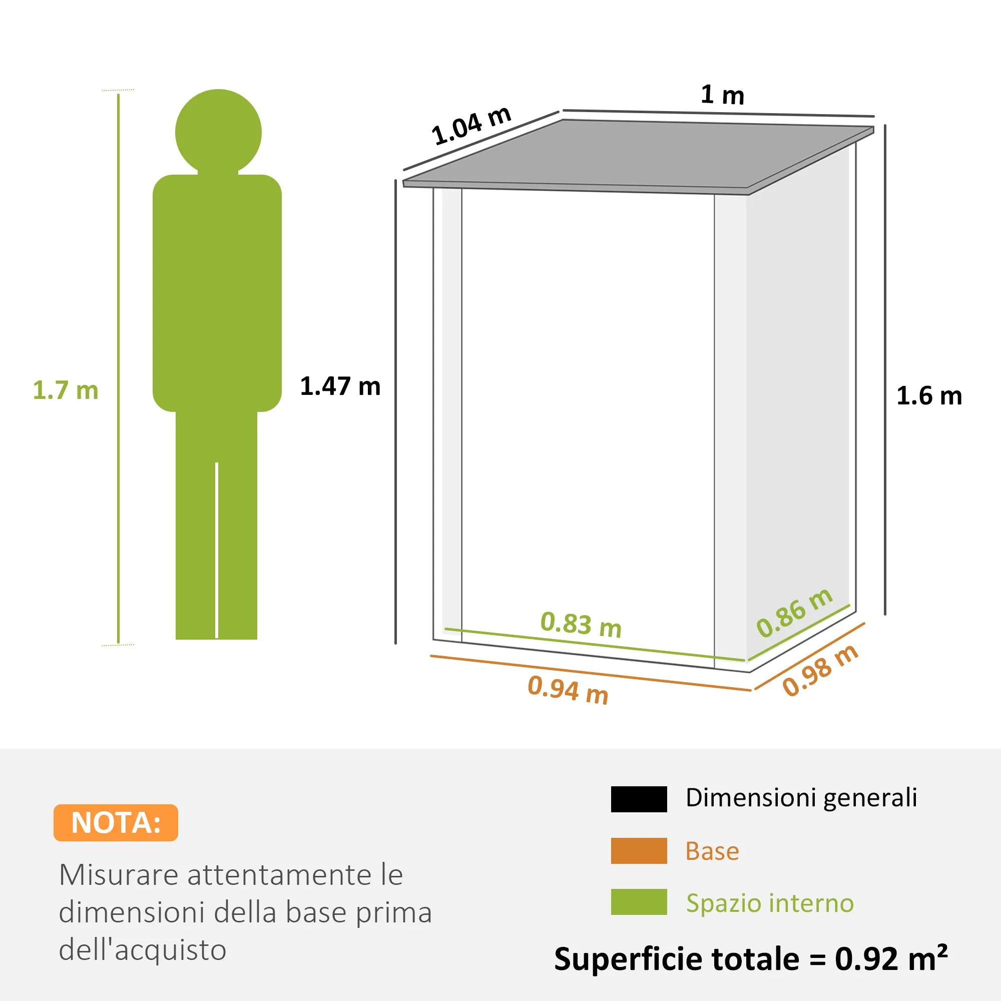 Outsunny Galvanized Steel Garden Shed with Door, 100x104x160 cm, Brown and White - Image 3