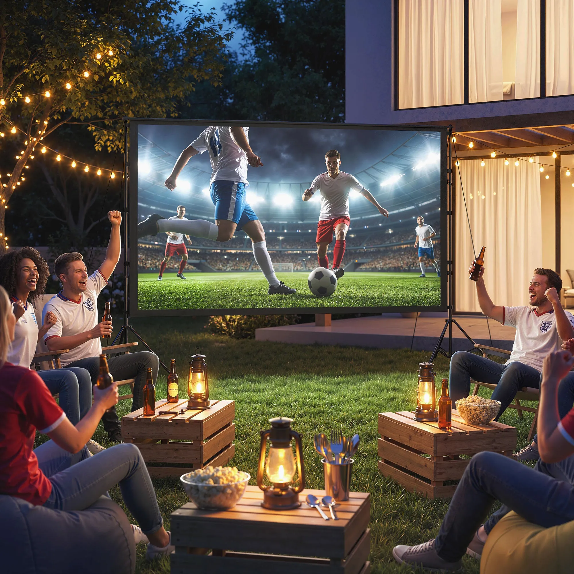 HOMCOM 120" 16:9 HD 4K/8K Projector Screen, 160° Viewing Angle, Double-Sided and Foldable Tripod, White - Image 2