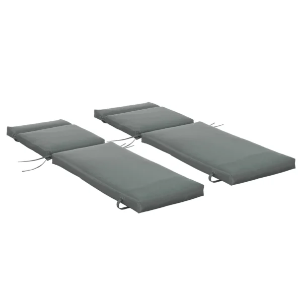 Outsunny Set of 2 Outdoor Lounger Cushions Padded in Cotton with Straps, 196x55x8 cm, Dark Grey