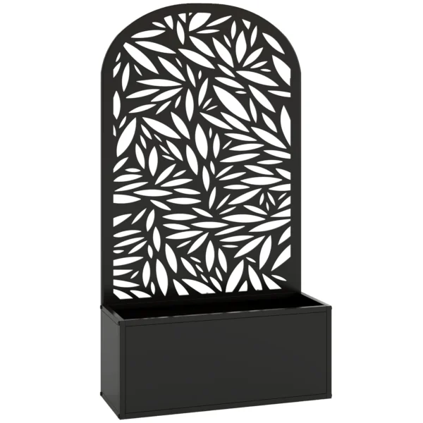 Outsunny Arched Trellis Planter with Drainage Holes, Metal, 61x23x113 cm, Black