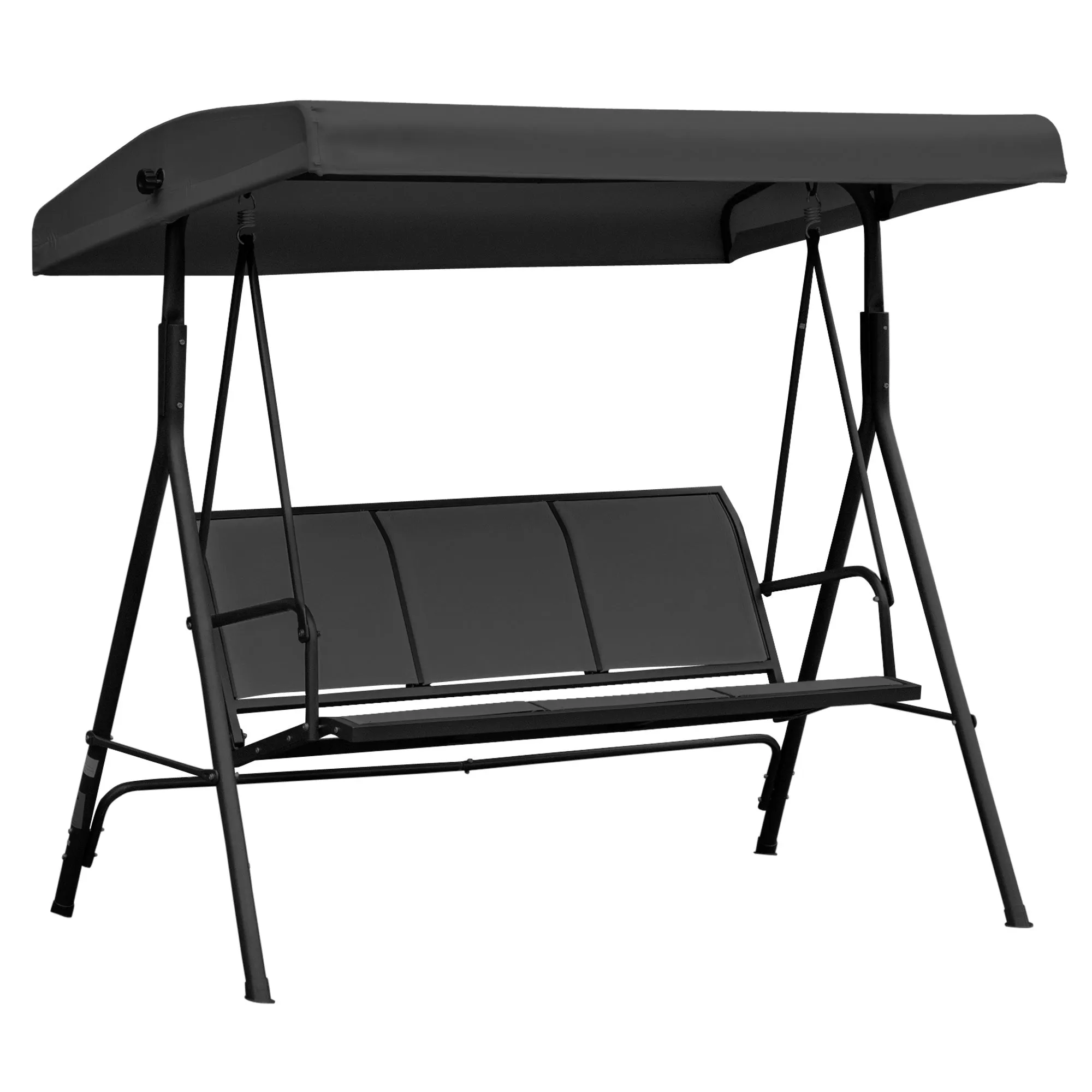 Outsunny 3-Seater Garden Swing with Canopy, Breathable Seat, and Steel Frame, Black