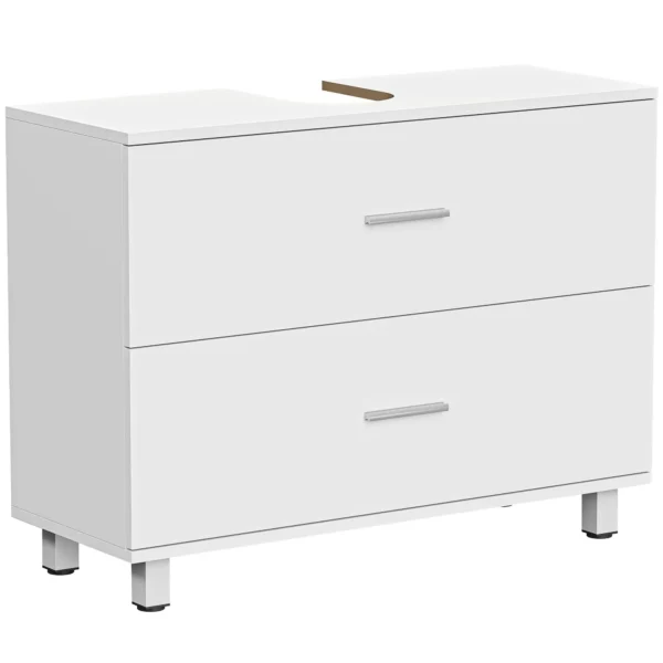 Modern Under Sink Cabinet with 2 Drawers and Dividers for Pedestal-Free Sink, 80x30x60 cm, White