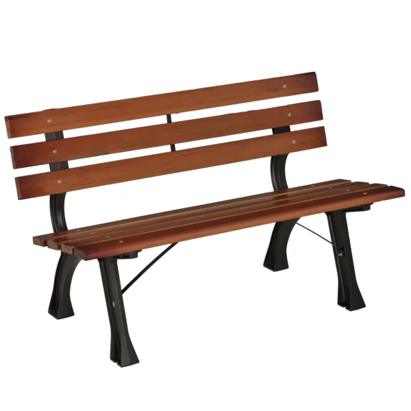 Outsunny 2-Seater Garden Bench with Cast Iron and Fir Wood Slats, 120x57x70 cm, Coffee