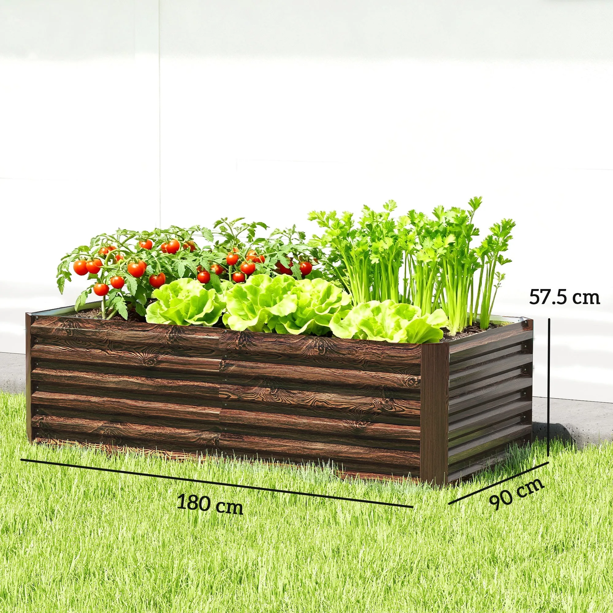 Outsunny Raised Vegetable Garden Bed with Open Bottom and Rounded Edges, 180x90x57.5 cm, Dark Brown - Image 3