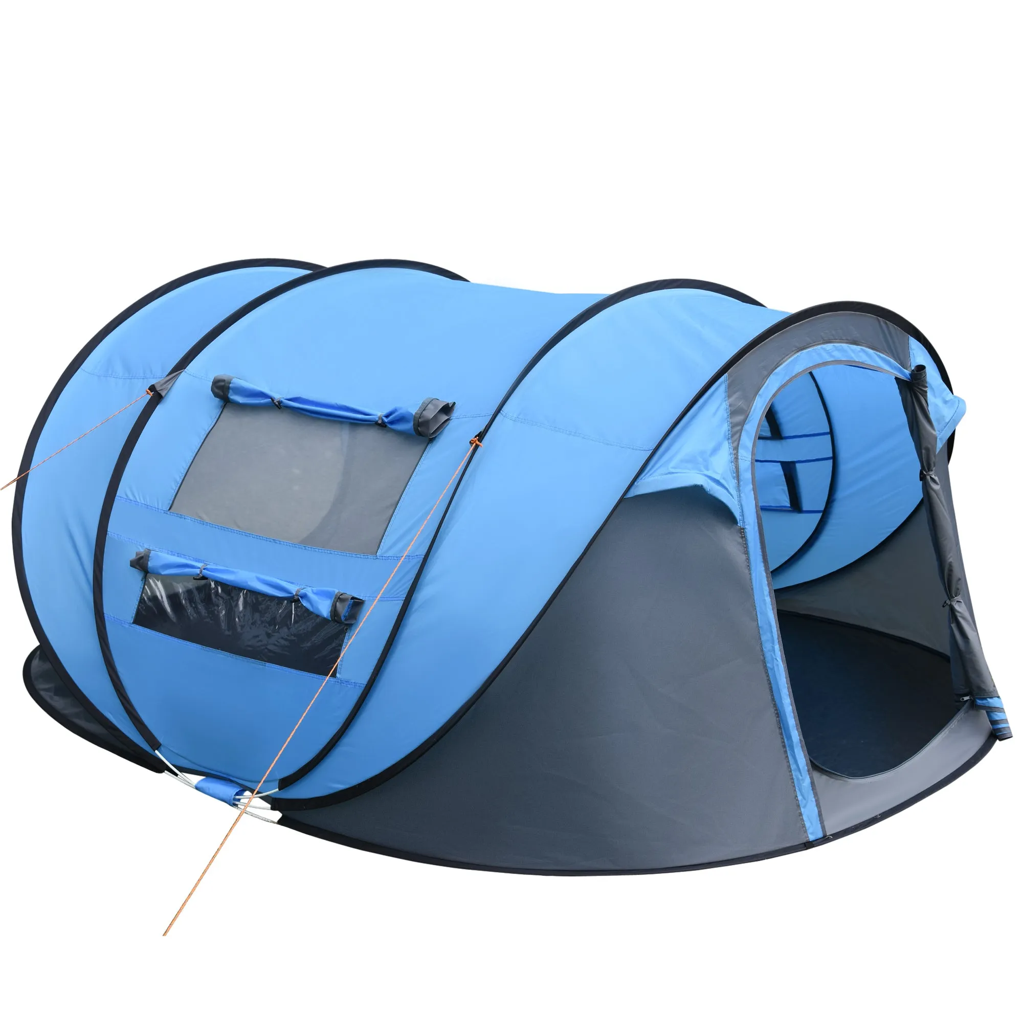 Outsunny 2-Person Pop-Up Camping Tent with 2 Doors, 4 Windows and Waterproof Tarp, 263.5x220x123 cm, Blue