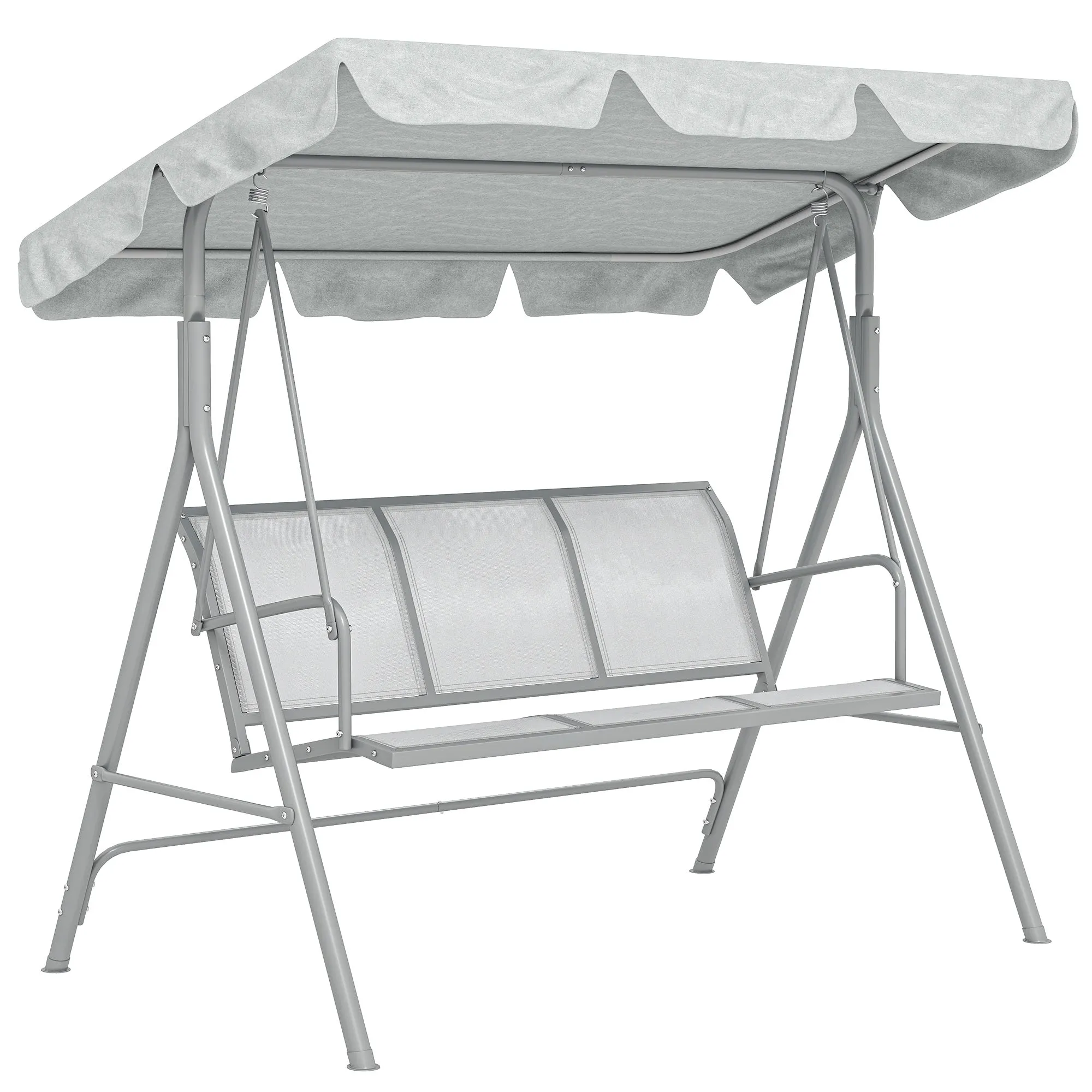 Outsunny 3-Seater Garden Swing with Removable Sun Canopy, 171x108x154 cm, Light Grey