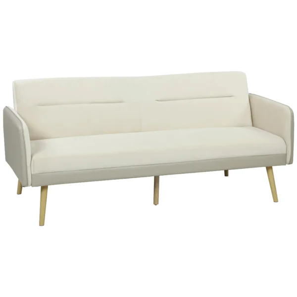 3-Seater Sofa Bed with Reclining Backrest and Velvet Upholstery, 185x84x83 cm, Beige