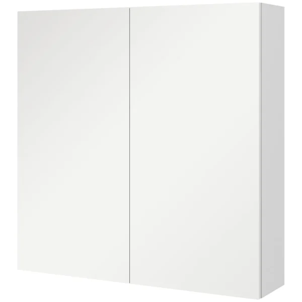 kleankin Mirrored Cabinet with 3 Adjustable Internal Shelves, in Wood and Glass, 60x15x60 cm, White