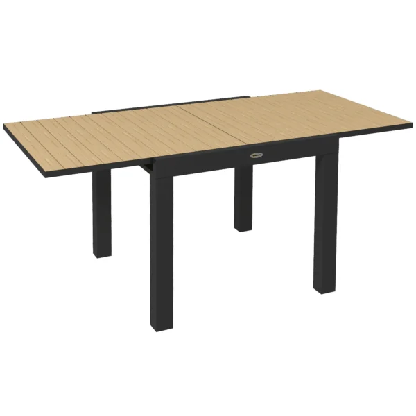 Outsunny Extendable Garden Table for 4-6 People with Slatted Top, Aluminum, 81/162x80x75 cm, Yellow