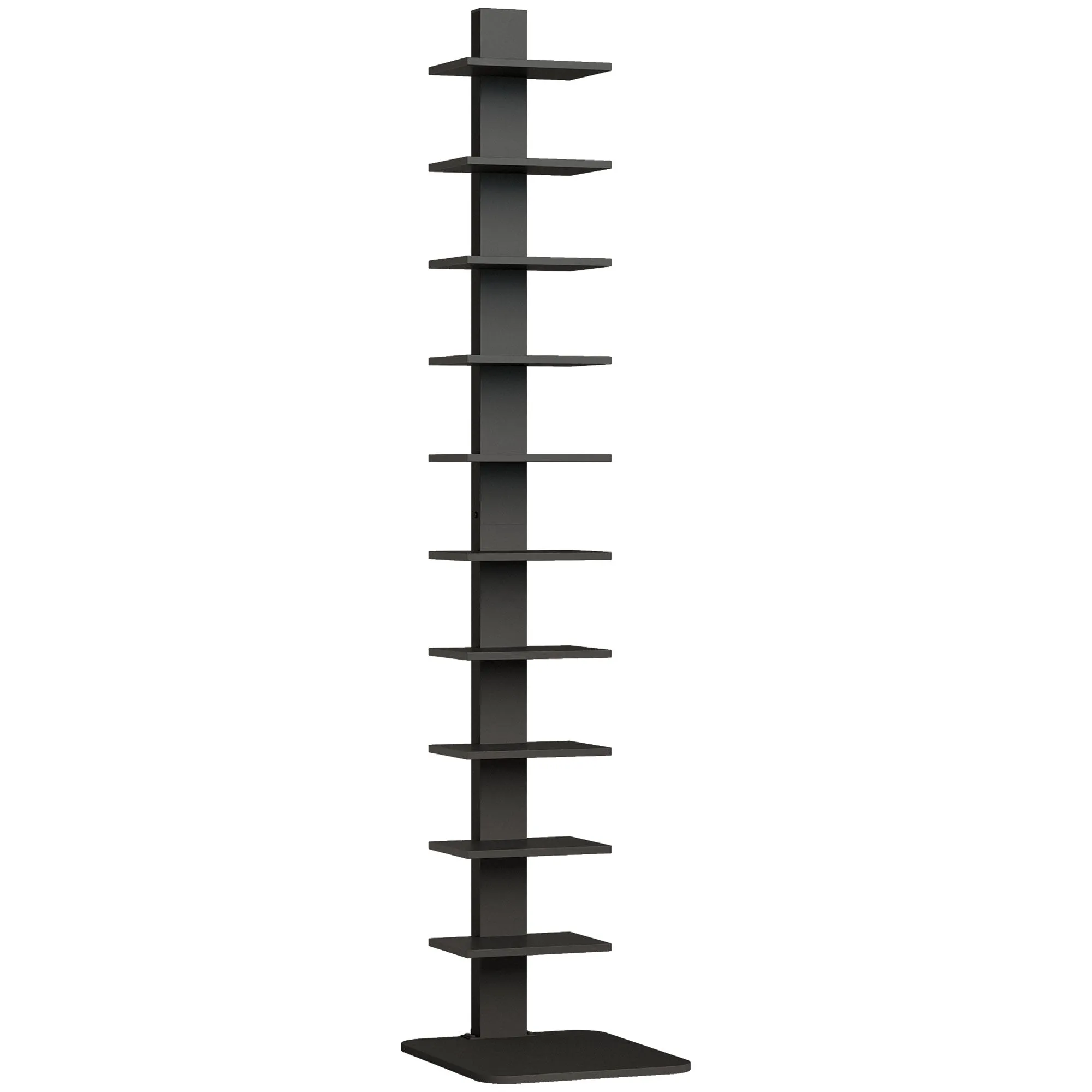 Modern 11-Tier Tall Bookcase, Space-Saving Industrial Style, 34.5 x 41.5 x 163.5 cm, Black