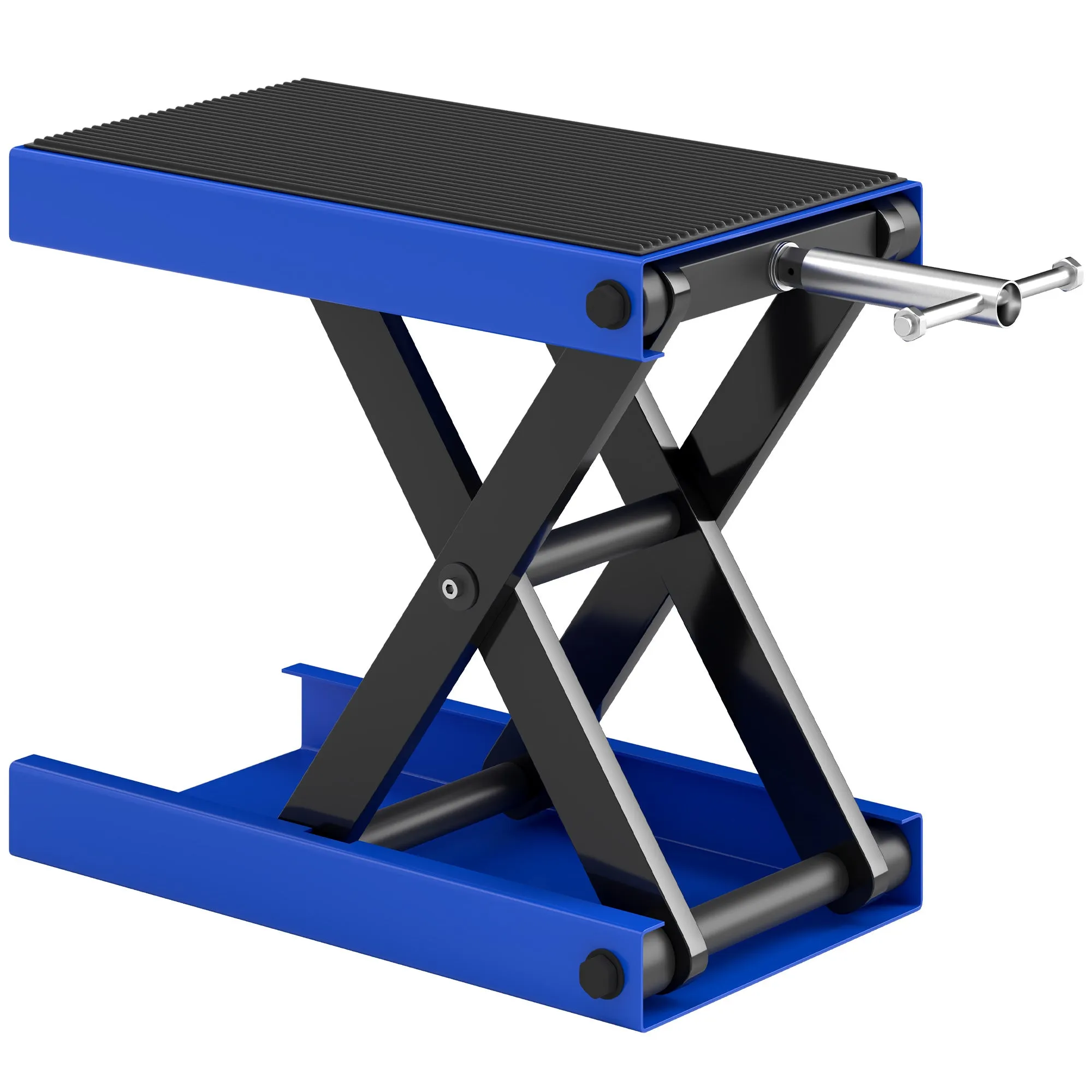 DURHAND Folding and Non-Slip Motorcycle Stand in Steel and Rubber, 41.5x23.5x10-37 cm, Blue and Black