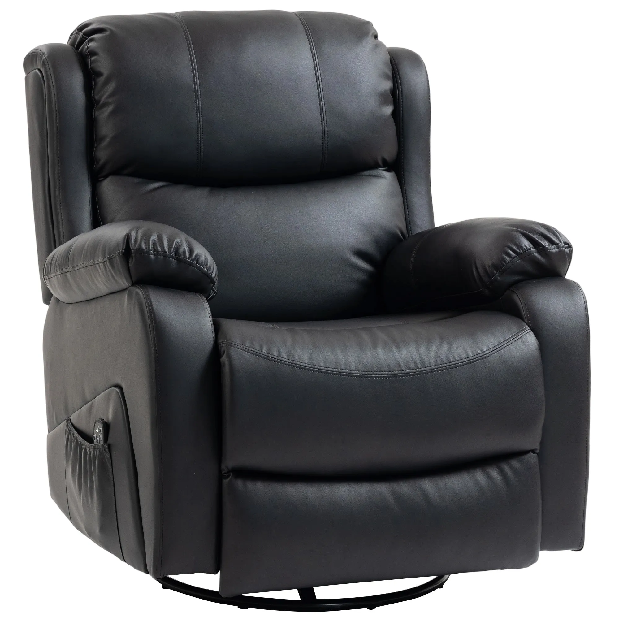 Reclining Relaxing Chair with 8 Massage Points, Heating and Footrest, 87x97x100 cm, Black