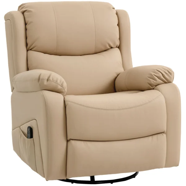 Reclining Relaxing Chair with 8 Massage Points, Heating and Footrest, 87x97x100 cm, Beige