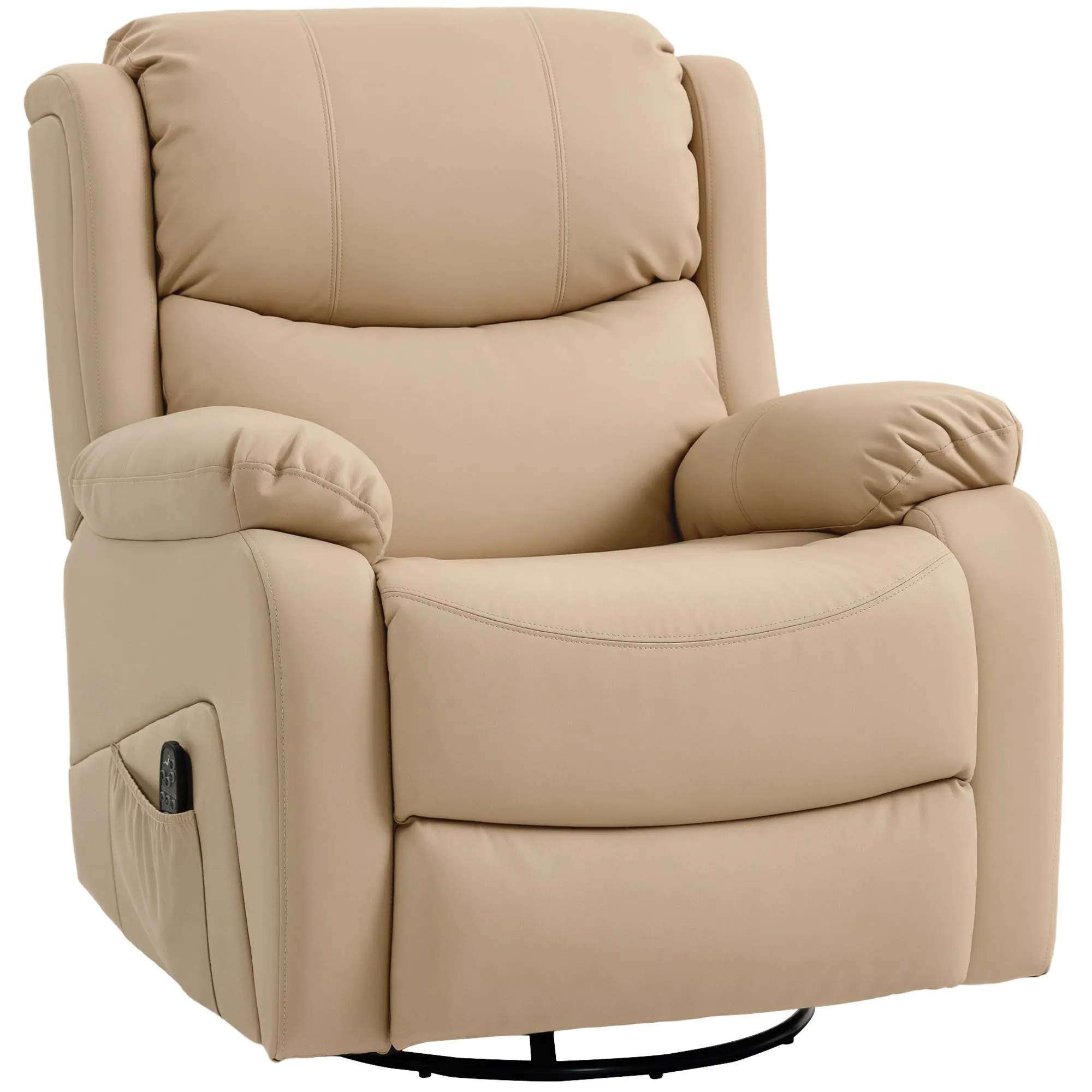Reclining Relaxing Chair with 8 Massage Points, Heating and Footrest, 87x97x100 cm, Beige